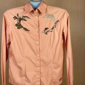 History Iceberg Blush Pink Button-Up Shirt Embroidered Road Runner Italy